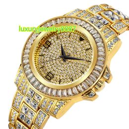 Diamond-Encrusted Silver Watch Business Luxury Chain Watches For Men 2023 Latest Stainless Steel Watch Chain Bracelet For Mens