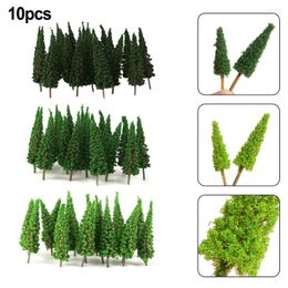 Decorative Figurines 10pcs Pine Trees Model Train Railway Building Green Tree For N / OO Gauge Scale Railroad Layout Scenery Decorate DIY