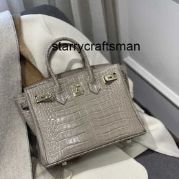 Genuine Leather Handbag l Elephant Grey Crocodile Cow Leather Bag One Shoulder Crossbody Womens Handbag
