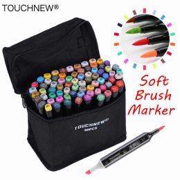 Markers Touchnew 1 Colour Markers Manga Drawing Markers Pen Alcohol Based Sketch Felttip Oily Twin Brush Pen Art Supplies