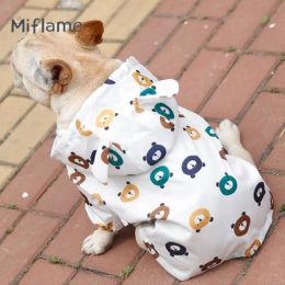 Raincoats Miflame Cute Puppies Waterproof Raincoat French Bulldog Schnauzer Bear Print Pet Clothes Summer Thin Dog Coat Small Dog Raincoat