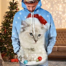 Men's Hoodies Merry Christmas Hoodie Male Fashion O-neck Snowflake Hat Sweatshirts Coats Men Warm Casual Sweats Clothing