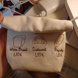 Cosmetic Bags Japan Style Cute Bread Print Makeup Bag Small Canvas Storage Casual Portable Travel Key Earphone For Women