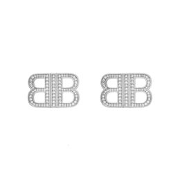 woman Jewellery b earrings Earrings Fashionable Personalised Versatile Earrings Female French High Light Luxury Full Diamond Letter Earrings