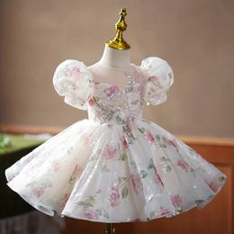 Bridesmaid Pageant Dresses Lace Flower Gowns White First Communion Little Girls Long Cute Hand Made Girl Birthday Party Dress 403