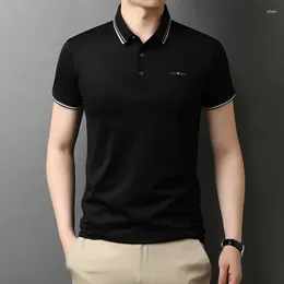 Men's Polos 2024 Summer Fashion Luxury Print Cotton Short Sleeve High Quality Solid Versatile T-shirt Business Casual Polo Shirt