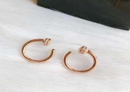 Fine Jewelry 925 Sterling Earrings Rose Gold Nail Circle Stud Top Quality Silver9913545