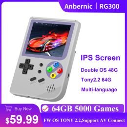 Players ANBERNIC RG300 Retro Game Console IPS Screen 3000 Video Games 32G TF Double System PS1 64 Bit Portable Handheld Consola Player