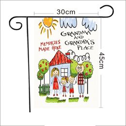 Mothers Day Garden flag Double sided welcome GrandMa and GrandPas Place garden flag decoration courtyard yard flag linen material P265