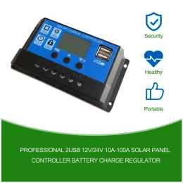 Solar PWM 12V/24V Adaptive Solar Controller 10A 20A 30A 40A 50A 60A 70A 80A 100A Battery Charge and Discharge USB PV Plate Controllor