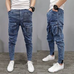 Cargo Pants Mens High Street Hip-hop Personality Trendy Overalls Casual Pants Jeans Man baggy pants fitting Trousers y2k 240228