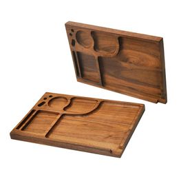 HONEYPUFF Square Shape Wood Rolling Tray Cigarette Tobacco Herb Grinder Trays Handmade Roll Tray Tobacco Pipe