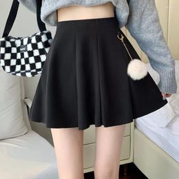 Skirts Black Woollen Skirt Women's High Waist Slimming Autumn And Winter Korean Style Short Umbrella