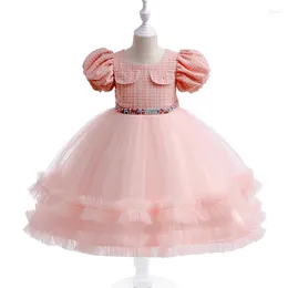 Girl Dresses Pink Toddler Birthday Party Dress For Baby Clothes Bow Baptism Pageant Girls Lace Tutu Gown 0-2Y