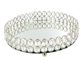 Mirror Bling Bling Crystal Beads Clear Crystal Round vanity tray in silver4354070