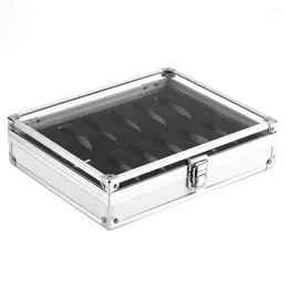 Watch Boxes 12 Grid Watches Storage Box Aluminium Plastic Rectangle Holder Jewellery Display Case