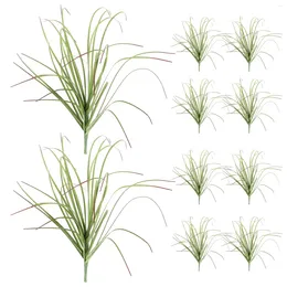 Decorative Flowers 12 Pcs Artificial Grass Shrub Plants Fake Decor Cattail Simulated Prop Outdoor Simulation Decoration