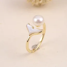 Cluster Rings Natural Freshwater Pearls Small Round Shape Mermaid Ring For DIY Charm Jewellery Accessories Making Manual Adjustable Random