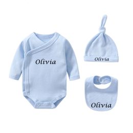 Sets Custom Name Baby Suit Baby Clothes, Personalized Baby Onesie Baby Hat Baby Bibs Set, Birthday Party Baby Shower Baptism Gifts