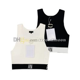 Spring Summer Cropped Top Women Letters Jacquard Vest Shiny Rhinestone Tanks Top Sexy Vests