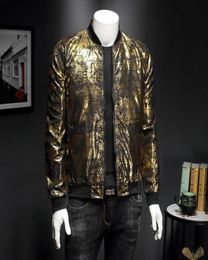 Luxury Black Gold Print Party Jacket Outfit Club Bar Coat Casaca Hombre 2021 Spring Jacquard Bomber Jackets Men Clothes Men039s5949007