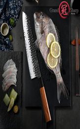 9 Inch Handmade Chef039s Knife 3 Layers AUS10 Japanese Steel Kiritsuke Kitchen Knife Slicing Fish Meat Cooking Tools Grandshar8303276