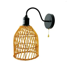 Wall Lamp Rattan Decorative For Teahouse Dining Room Hallway EU Plug Not Included Bulb