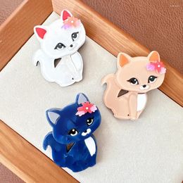 Brooches CINDY XIANG Beautiful Acrylic Cat Brooch Cartoon Fashion Animal Pin Kitty Design Accessories 3 Colours Available