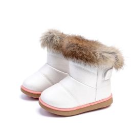 Scarpe da ginnastica per bambini Stivali da neve in peluche Stivali invernali in pelliccia di coniglio ispessita per bambini Ragazze Ragazzi Scarpe in cotone morbido Moda adorabile Sport all'aria aperta Botas