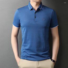 Men's Polos 2024 Summer Style Short Sleeve Fashion Embroidery Letter T-shirt Business Casual Versatile Solid Polo Shirt