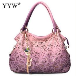 Totes Women Bag Hollow Out Vintage Handbag Floral Print Shoulder Bags Ladies Pu Leather Tote Red Gray Blue200n