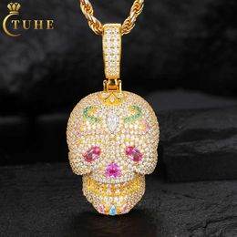 Fine Hip Hop Mens Jewellery Gold Plated 925 Sterling Silver Vvs Moissanite Diamond Coloured Cz Iced Out Ghost Rider Pendant