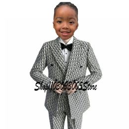 Suits Luxury Suit For Boys Tuxedo For Wedding Double Breasted Child Jacket Pants 2 Piece Formal Kids Party Blazer Set