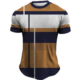 Fashion Stripe Printing T Shirt For Men Summer Quick Dry Material Sports Tees Casual Oneck Oversized Tshirt Short Sleeve Tops 240219