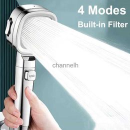 Bathroom Shower Heads Upgraded 4 Modes High Pressure Head with Stop Button Filiter Showers Massage Spa Handheld Showerhead Accessories YQ240228