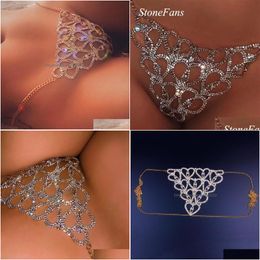 Other Stonefans Y Body Chain Thong Bikini Jewellery For Women Heart Luxury Crystal Underwear Belly Waist 221008 Drop Delivery Dhqy0