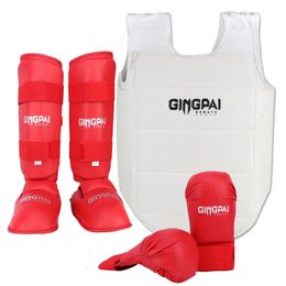 Karate Set 3in1 WKF Approved Gloves Chest Protective Gear Guard Shin Guards Pads for Kids Men Women 240226