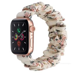 Designer Compatible with Apple Watch Strap Scrunchies 40mm 44mm Cloth Soft Pattern Printed Fabric Wristband Iwatch Scrunchy Bands Series SE6543 designerC6I4C6I4