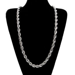 10mm Thick 76cm Long Solid Rope ed Chain 24K Gold Silver Plated Hip hop ed Heavy Necklace 160gram For mens223e