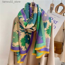 Scarves Thick blanket for winter warmth womens scarf fashionable printed cashmere drape shoulder bag Pashmina scarf Stoles Buvanda womens scarf Q240228