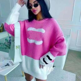 New Woolen Sweater Women's Casual Loose Knitted Sweater 2024 Short Mini Dress Warm Coat