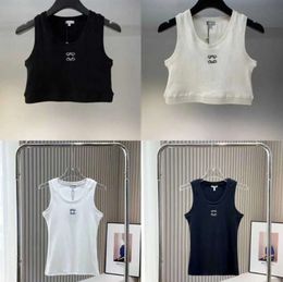 Womens Tops Tank Top T-Shirt Anagram Regular Cropped Cotton Jersey Camis Female Femme Knits Tees Designer Embroidery Knitted Vest Sport Breathable Yoga Vest Tops875