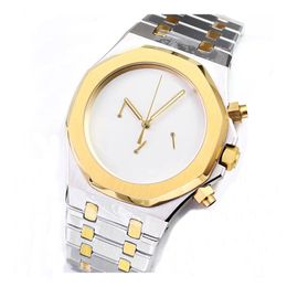 Luxury men's watch Master Gold and silver two-color stainless steel case Solid color dial running second movement bow buckle 41MM