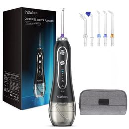 H2ofloss hf-6 dental cordless oral 5 nozzle tips irrigator portable electric water flosser for teeth cleaning health 240219