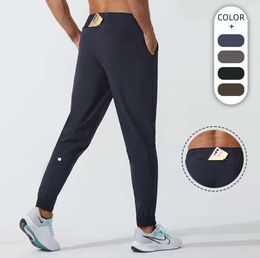LU Yoga pants men womens LLs Jogger Long Sport Outfit Quick Dry Drawstring Gym Pockets Sweatpants Trousers Casual Elastic Waist fitness
