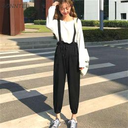 Capris Jumpsuits Women Spring Sweet Ruffles Overalls Womens Sleeveless Knitted Anklelength Harem Pants Rompers with Students Chic Ins