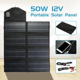 Solar Portable 50W 12V USB Port Solar Panels Board Foldable Waterproof Folding Solar Panel Charger for Phone Battery Charger Outdoors