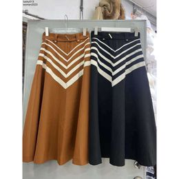 Luxurious Women Designer Skirt Clothing for Ladies Summer Quality Fashion Stripe Big Swing Long Overskirt