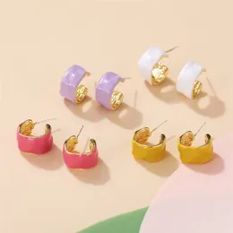 Hoop Earrings Vintage Fashion Macarone Geometric C Shaped For Women Colorful Acrylic Round Circle Ear Jewelry Gifts