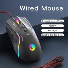 Mice 7200DPI Macro RGB Gaming Wired Mouse 12 Programmable Keys Game Mouse RGB Light Max to 6 levels For pc mac gun Laptop Gamer Mice